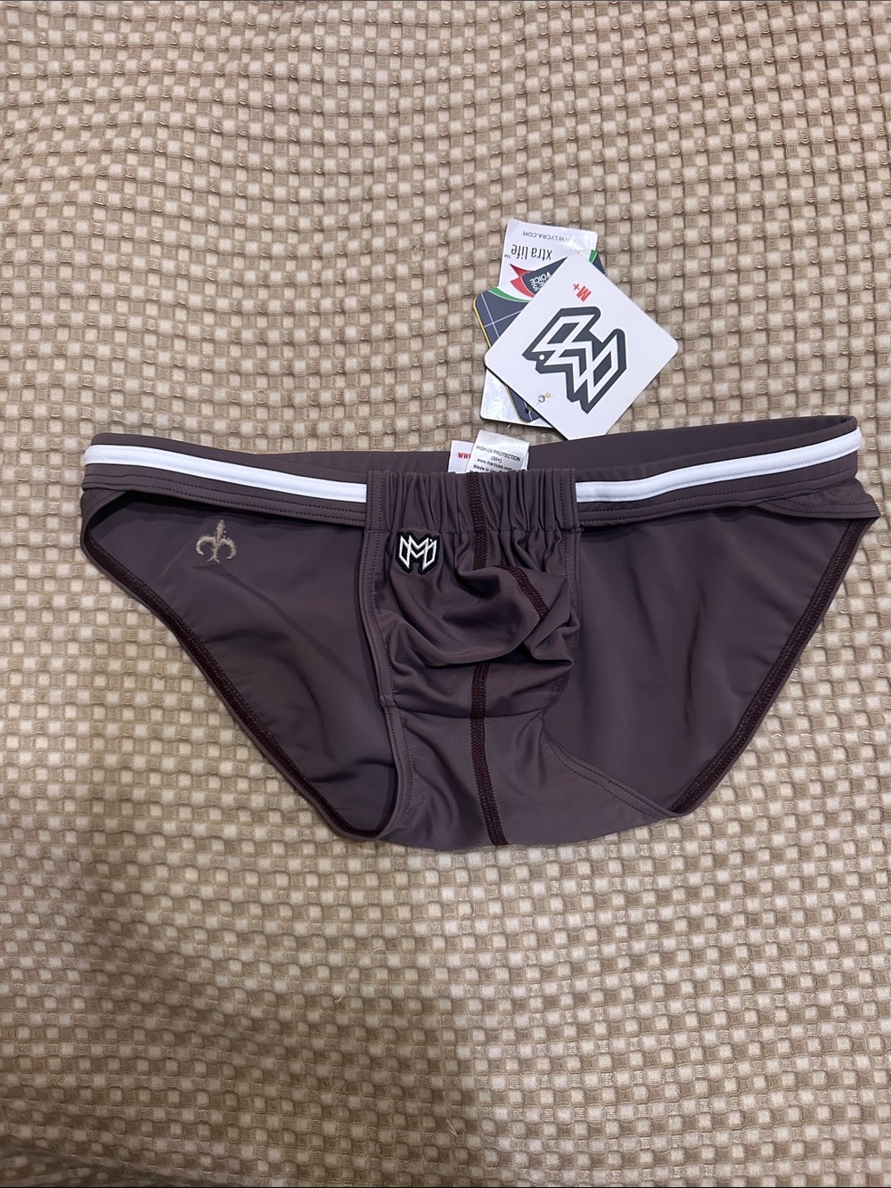 NWT Marcuse Maximo Brown Swim Brief with White Trim